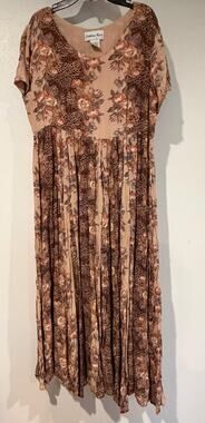 Vintage 90s Sophia Rose Rayon Maxi Dress 12 Leopard Floral Grunge Boho